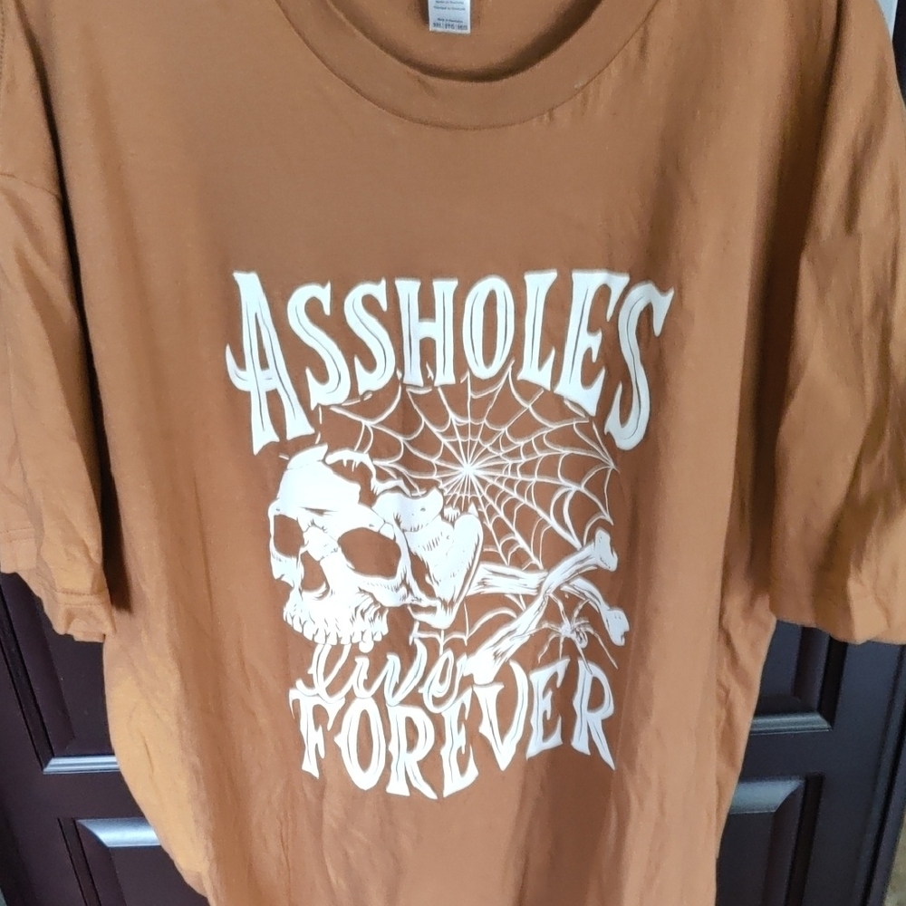 New American Apparel Graphic 3XL "Assholes Live Forever" Rust Color Unique Shirt